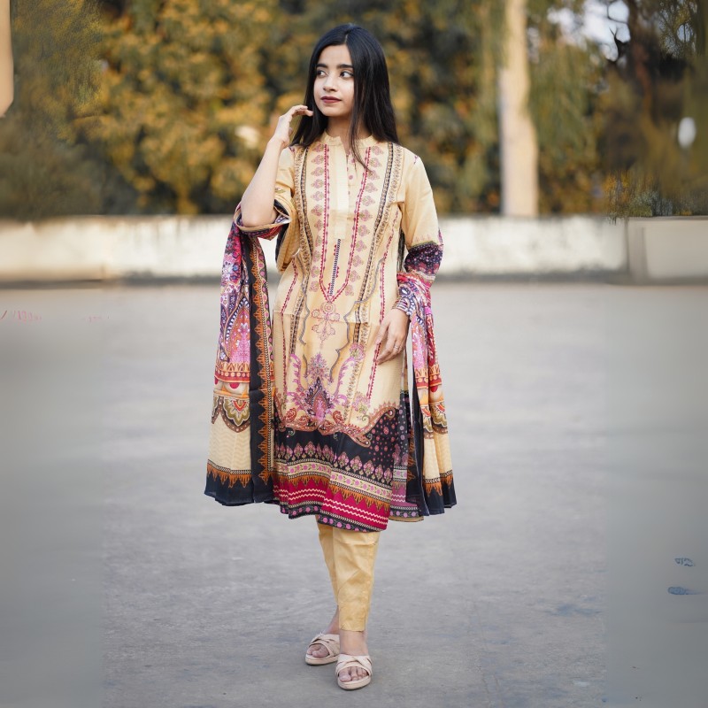 Exclusive Lun Jomtom Brown Theme Three Piece