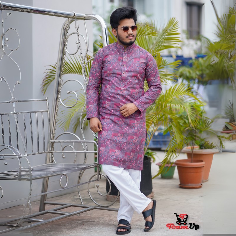 Exclusive Purple Theme Cotton Panjabi