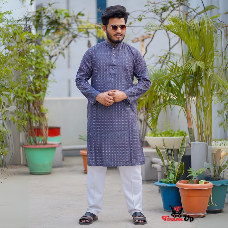 Exclusive Blue Theme Cotton Panjabi