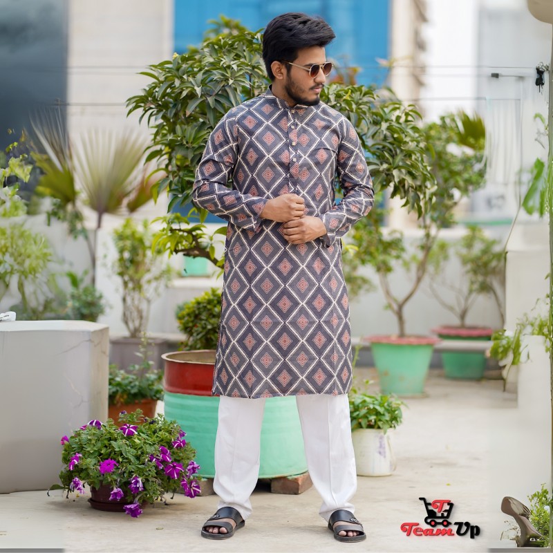 Exclusive Black Theme Cotton Panjabi